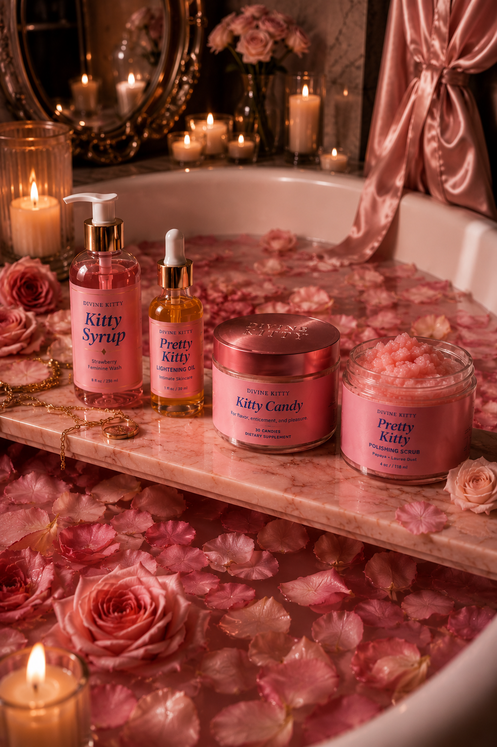Luxury rose petal bath ritual